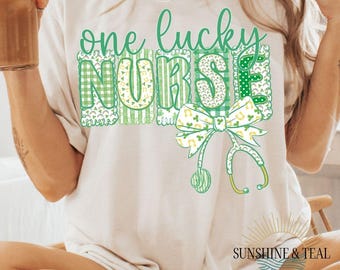 St. Patrick's Day Stethoscope Nurse Png, Lucky nicu nurse, St. Patty's png, Gift for nurse png, Preppy Nurse Life png