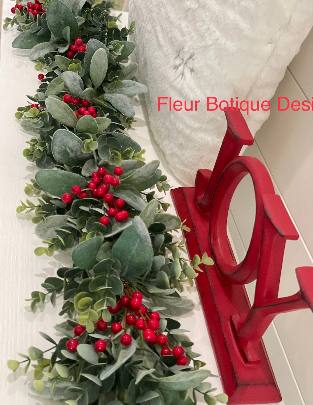 Christmas Garland Red Berries Garland Mantel Decor Holiday Etsy