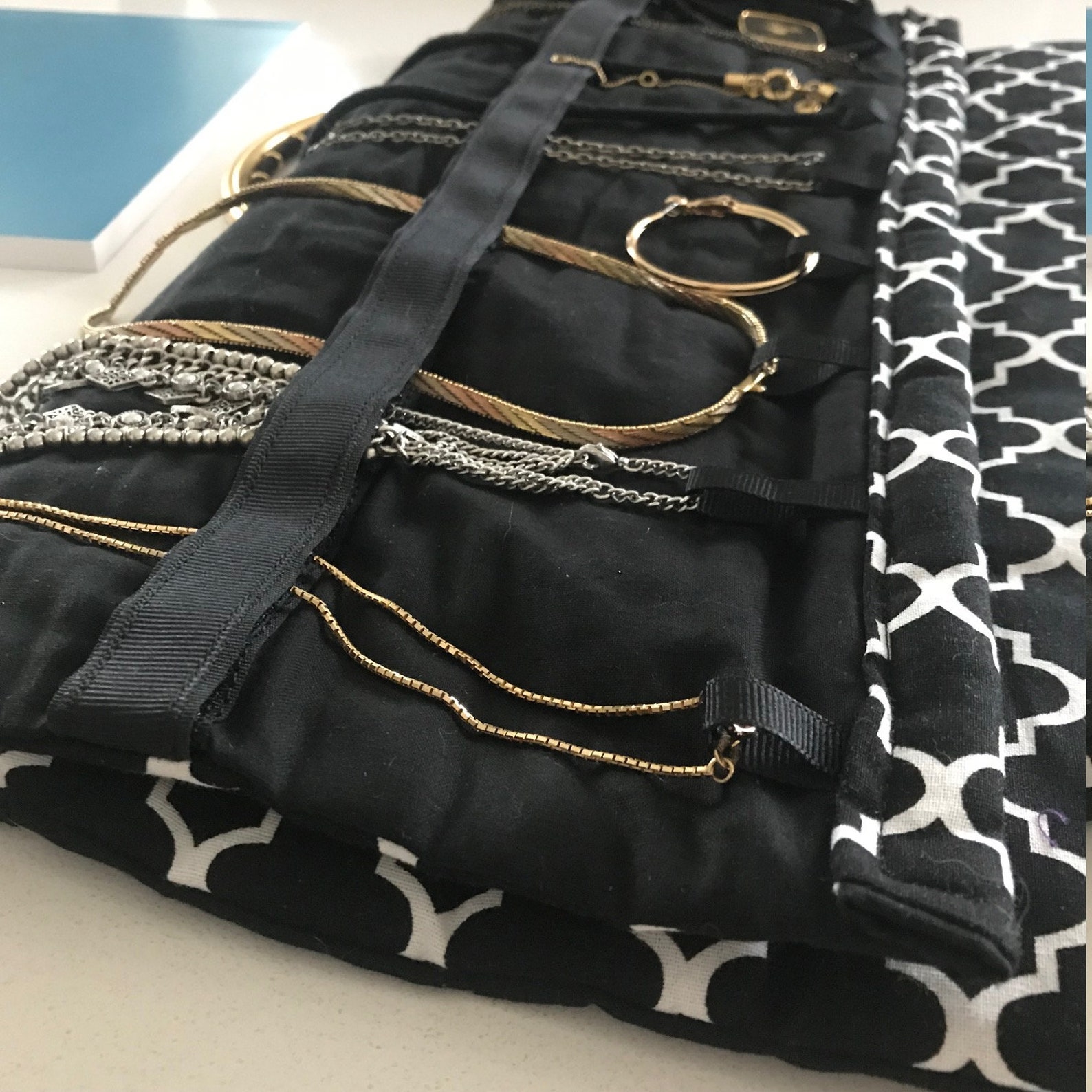 Long Necklace Travel Jewelry Roll Etsy