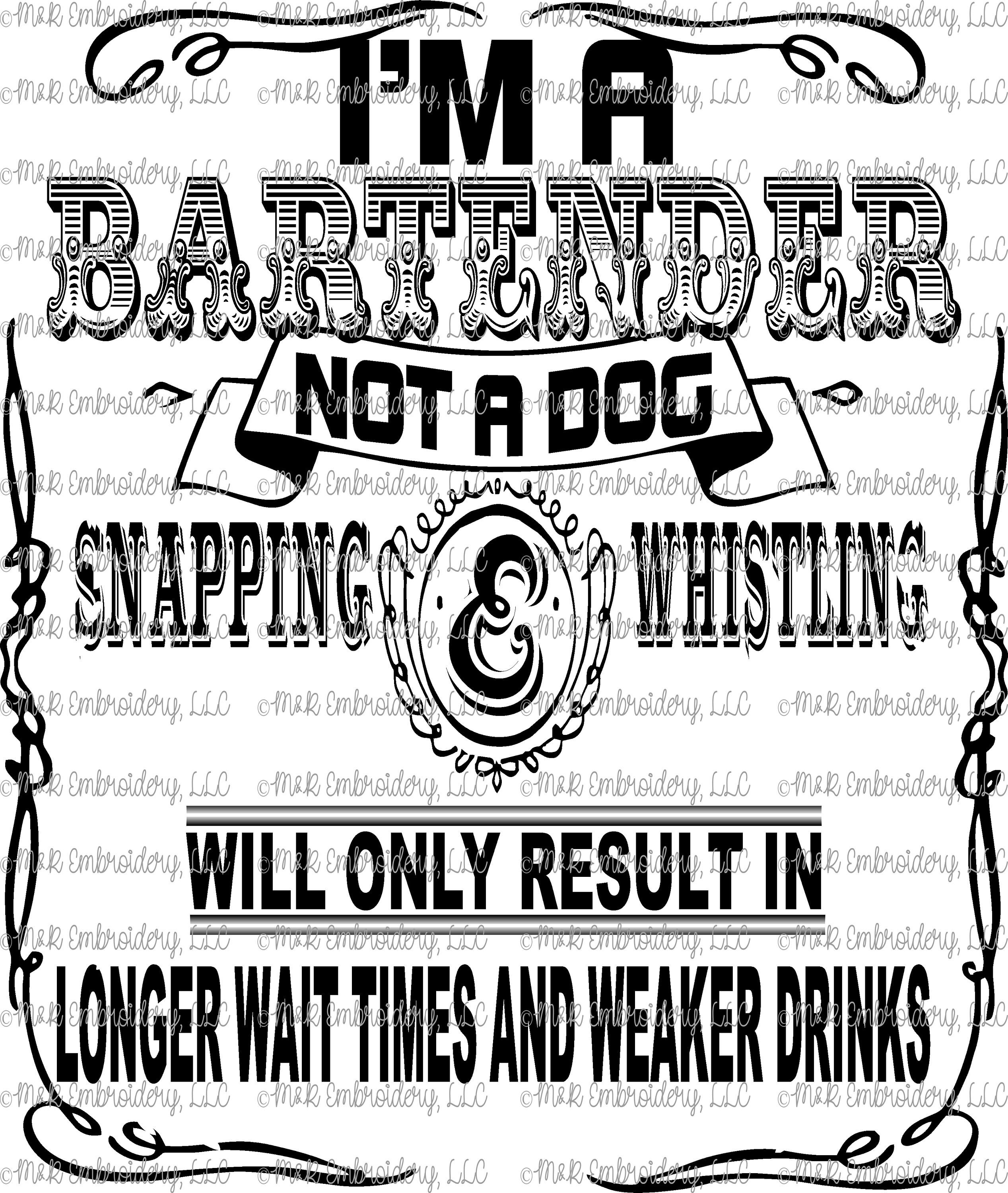 Sublimation Transfer only I'm a Bartender Not a Dog | Etsy