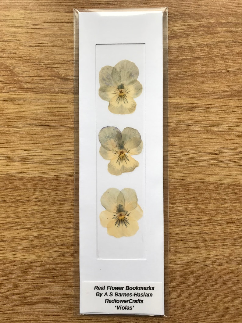 REAL Pressed Flower Bookmark, Botanical Bookmark, Gardeners Gift, Reading Gift, Forget Me Nots, Daisy Bookmark. Flower Bookmark. Buttercup Violas - No. 5