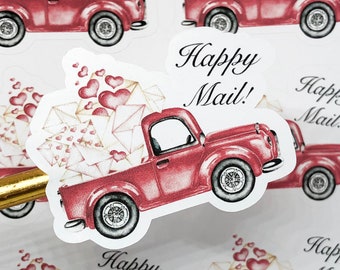 Happy Mail Truck| Packaging Stickers | Business Branding | Small Shop Happy Mail Stickers | Matte Sticker | SIZE 2 X 2 INCHES