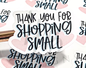 Thank You For Shopping Small Hearts, Small Business, Handmade Shop, Thank You Sticker, Etsy Sticker, Packaging Sticker