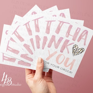 Cheetah Heart Thank You For Your Order Card, Packaging Insert, Small Shop Branding, Matte Thank You Card, SIZE 3.x4, Small Business Notecard
