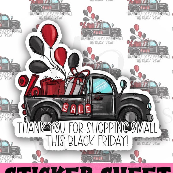 Black Friday Truck Sticker, Winter, Thank You sticker, Christmas, Small Business, Small Shop, Holiday Sticker, Packaging Sticker