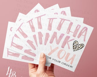 Cheetah Heart Thank You For Your Order Card, Packaging Insert, Small Shop Branding, Matte Thank You Card, SIZE 3.x4, Small Business Notecard