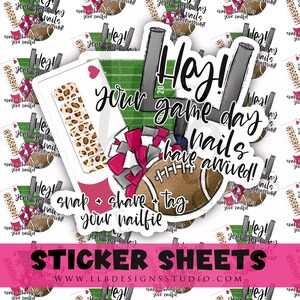 Game Day Nails, Thank You Sticker, Fall Sticker, Packaging Sticker, Nail Business Sticker, Autumn, Fall, FootBall Nails, Leopard Print, 461