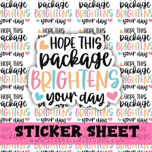 Hope This Package Brightens Your Day, Small Business, Handmade Shop, Thank You Sticker, Etsy Sticker, Packaging Sticker