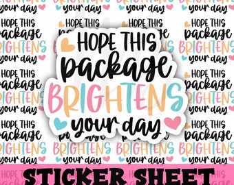 Hope This Package Brightens Your Day, Small Business, Handmade Shop, Thank You Sticker, Etsy Sticker, Packaging Sticker
