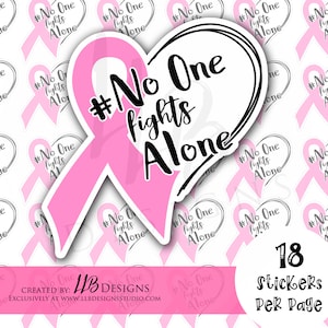 No One Flights Alone, Thank You Sticker,Support Sticker, Breast Cancer Month,  Awareness, Small Shop, Small Business, Support Small