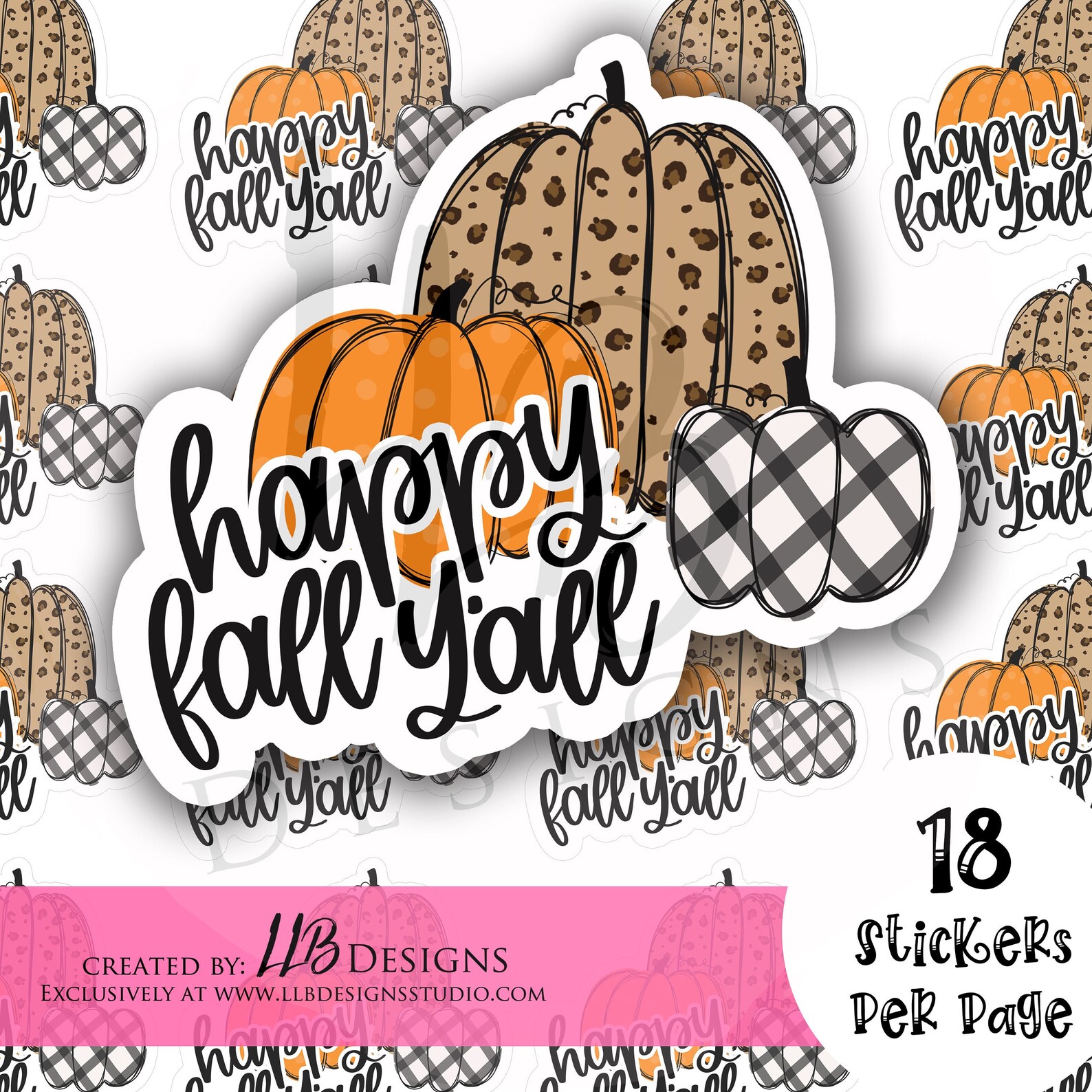Happy Fall Y'all Sticker, Thank You Sticker, Support Sticker, Plaid ...