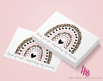 Supporting Dreams - Rainbow Cheetah, Thank You Card, Packaging Insert, Small Shop Branding, Small Business, Packaging Supplies, Size 4 X 6"