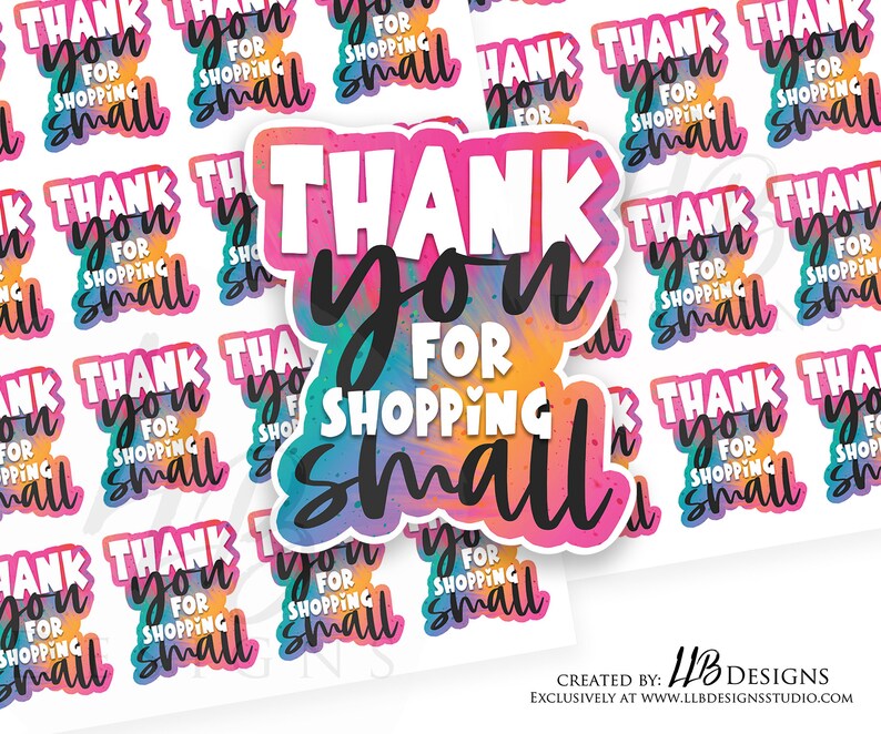 Tie Dye Thank You For Shopping Small Packaging Stickers Tie Dye Collection Small Shop Stickers Matte Sticker Thank You Stickers image 1