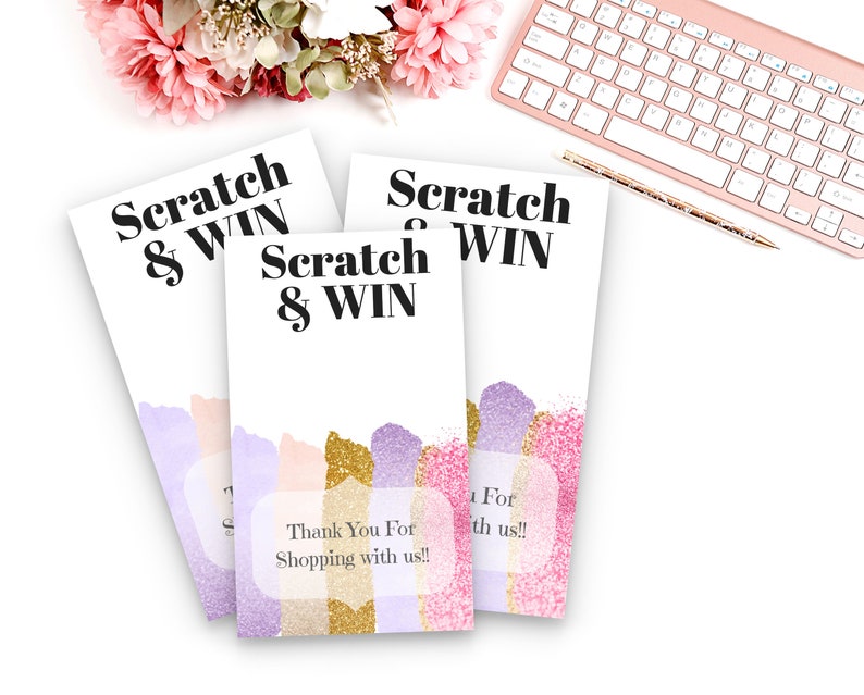 SCRATCH and WIN Cards Small Business Branding 3.5x2 Inches Etsy