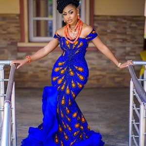 African dress, Ankara wedding gown, African bride dress, African prom dress, Ankara dresses, African mermaid gown, African wedding dress