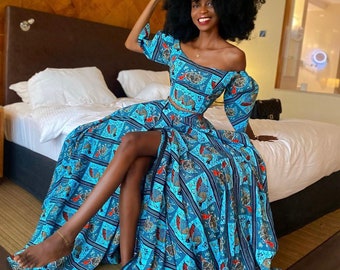 African 2 piece set, Ankara maxi skirt and top, African print maxi skirt, African crop top, African fashion Ankara gown, African skater gown