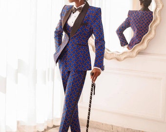 African tailored suit, Ankara 3 piece suit, African Structured suit, Ankara jacket, African outfit, African pants and jacket African blazer