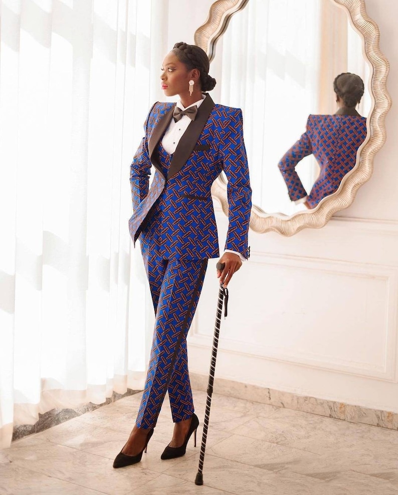 African tailored suit, Ankara 3 piece suit, African Structured suit, Ankara jacket, African outfit, African pants and jacket African blazer image 1