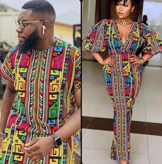 Couple African Clothing, Ankara Dress, African Couple Matching