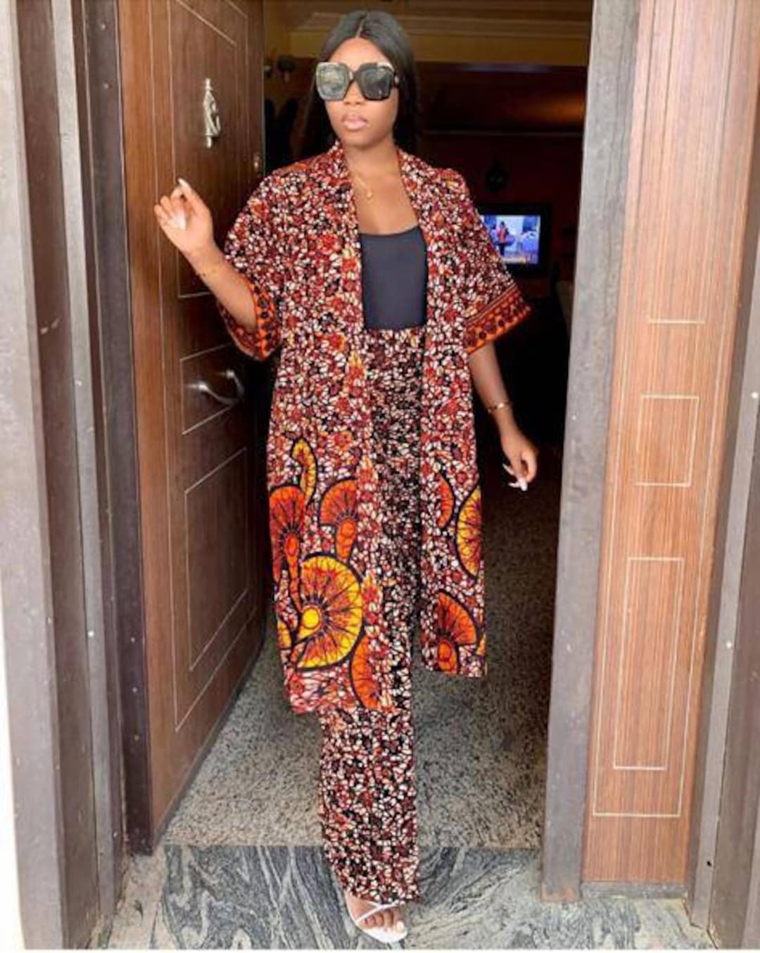 African 2 piece set Ankara kimono and matching Ankara pants African print kimono African trousers African jacket African fashion coord