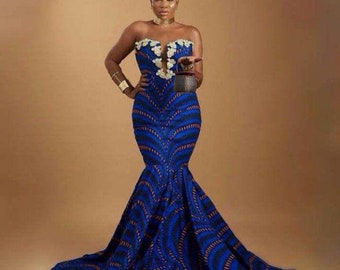 African dress, African print mermaid gown, African banquet dress, African maxi dress, African fashion, African party dress, Ankara gown