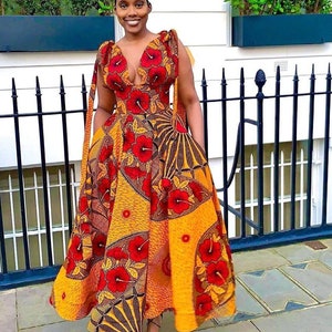 African dress, Ankara midi dress, African print banquet dress, African maxi dress, African fashion, African red carpet dress, Ankara gown