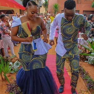 African Couple Wedding Attire, African Clothes, Ankara Bridal Dress ...