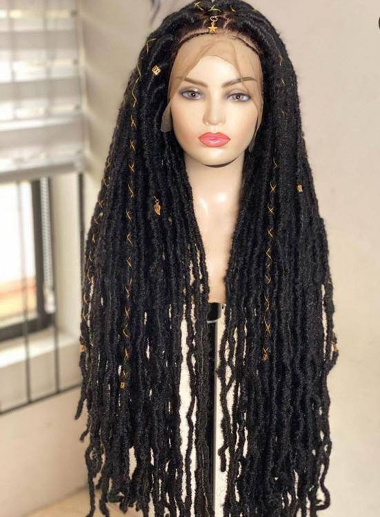Distress Locs Wig for Black Women Faux Locs Wig Lace Front Etsy