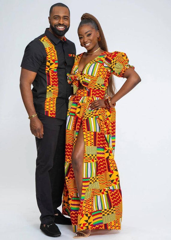 Couple African Clothing, African Couple Matching Outfits African Maxi Dress  Matching African Couple Engagement Outfit Men African Fashion 