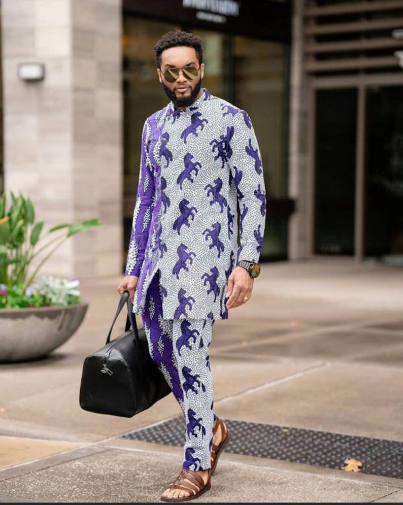Men Ankara outfit African men Matching pants set African men 2 piece African men fashion African print men suit African men clothing