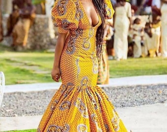 African dress, African print mermaid gown, Ankara fishtail dress, African maxi mermaid, African fashion, African party dress, Ankara gown