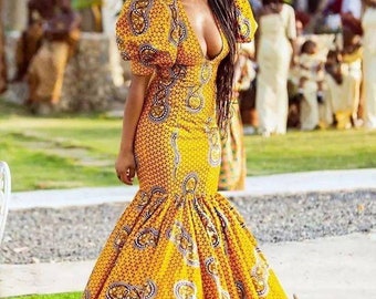 African dress, African print mermaid gown, Ankara fishtail dress, African maxi mermaid, African fashion, African party dress, Ankara gown