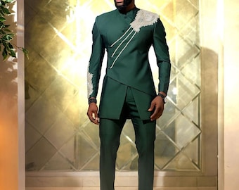 Men tailored suit, Men African 2 piece set, African wedding outfit Men African clothing, African men 2 piece, Men Kaftan, Dashiki men jacket