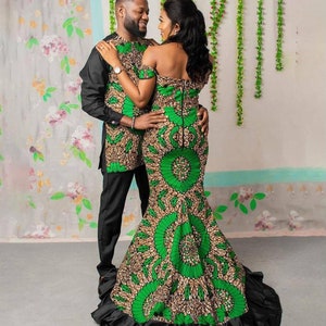 Couple African clothing, African couple matching outfits African wedding dress Matching African couple engagement outfit Men African fashion image 2