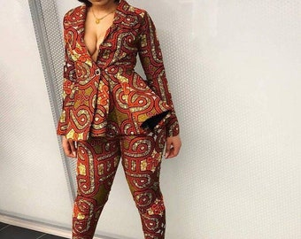 African 2 piece, Ankara suit, African matching set, African Coord set, African jacket, African fashion Ankara pants and top, Ankara jumpsuit