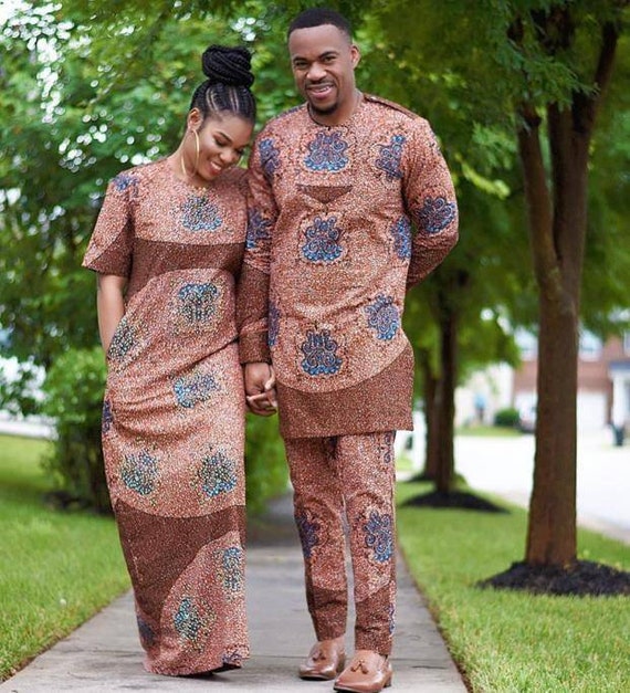 Couple African Clothing, African Couple Matching Outfits African Wedding  Dress Matching African Couple Engagement Outfit Men African Fashion 