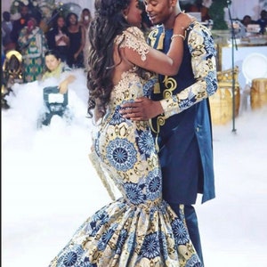 Couple African outfit, Prom Couple matching African clothing, African couple engagement outfit, Ankara gown, Couples wedding Ankara clothes