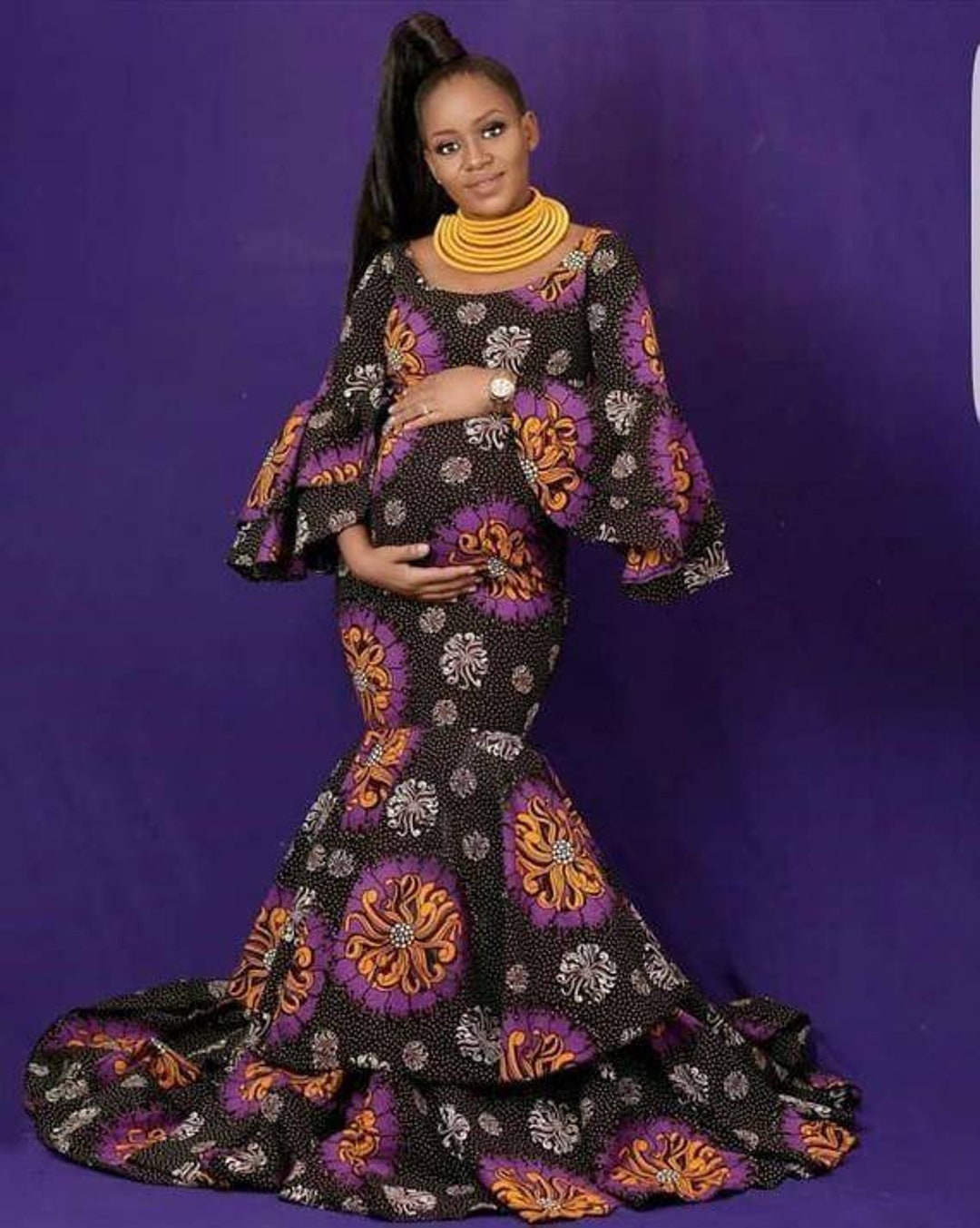 African Print Maternity Dress, Pregnancy Photoshoot Outfit, African