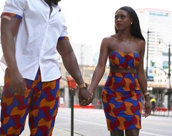 Couples African outfit, African dress, Couples Ankara matching set, Prewedding shoot outfit, African men shirt, Ankara dress, ankara gown