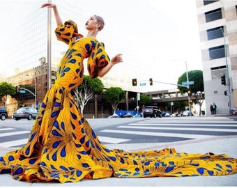 African banquet dress, Ankara maxi mermaid gown, African prom dress, Ankara gown, African ball gown, African clothing, Ankara Wedding dress