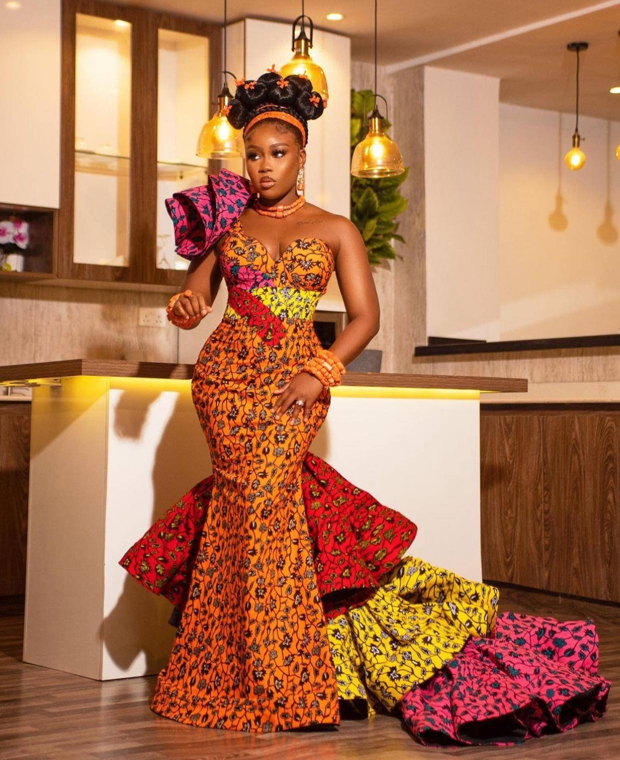 African Couture Dress, African Mermaid Gown, Ankara Maxi Mermaid