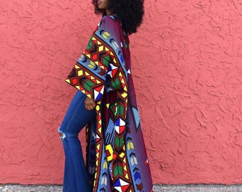 African kimono, African print kimono, women cover up, African clothing, African fashion, Ankara kimono, Ankara trench coat, African clothing