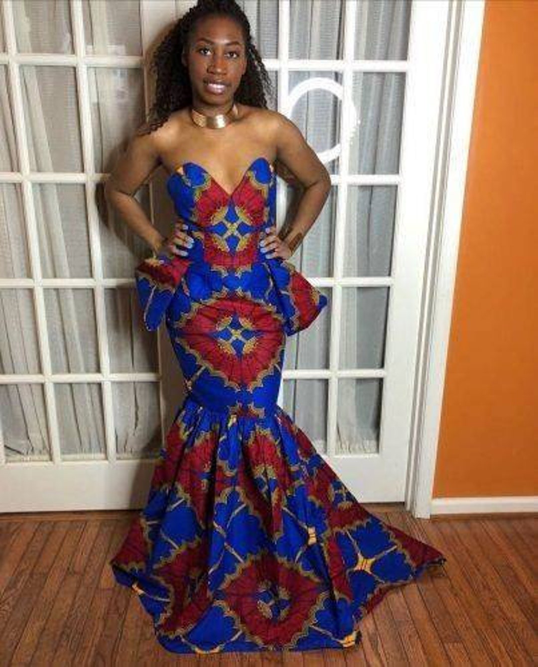 African Dress, African Print Mermaid Gown, African Banquet Dress ...