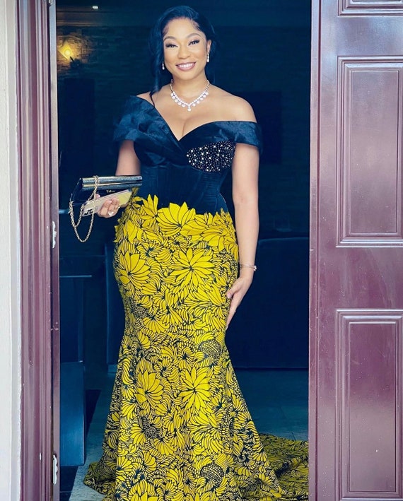 African Mermaid Dress Ankara Couture Gown African Prom Dress