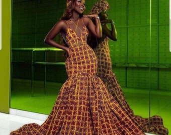 African dress, African print mermaid gown, Ankara fishtail dress, African maxi mermaid, African fashion, African party dress, Ankara gown