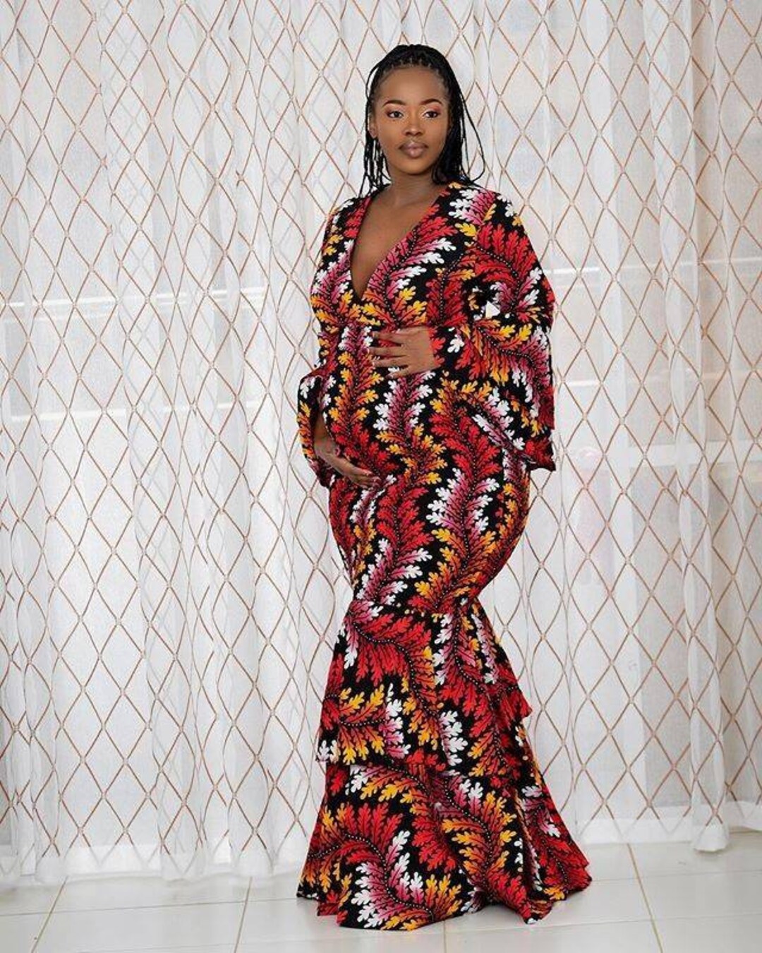 African Print Maternity Dress, Pregnancy Photoshoot Outfit, African