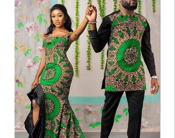 Couple African clothing, African couple matching outfits African wedding dress Matching African couple engagement outfit Men African fashion