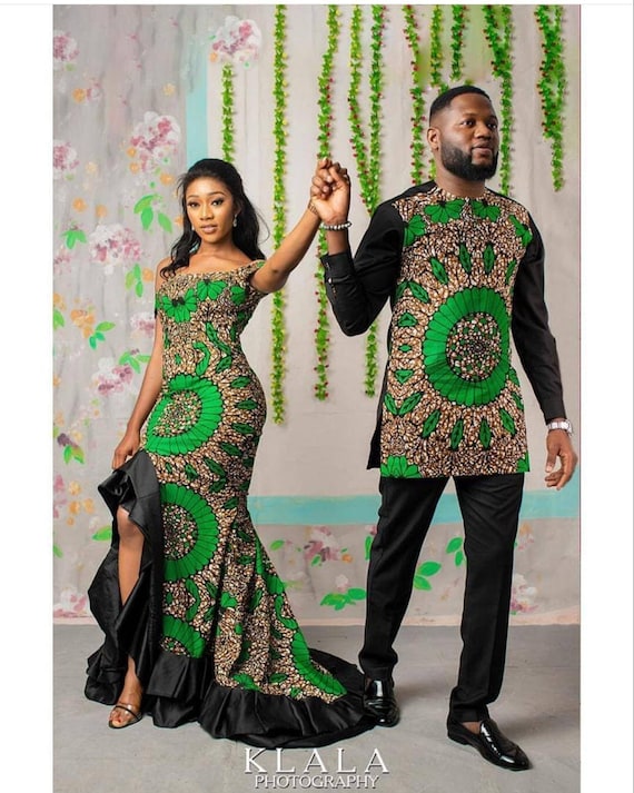 Couple African Clothing, African Couple Matching Outfits African Wedding Dress  Matching African Couple Engagement Outfit Men African Fashion 