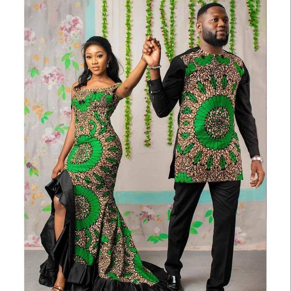 Couple African clothing, African couple matching outfits African wedding dress Matching African couple engagement outfit Men African fashion