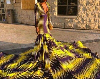 African dress, African print mermaid gown, Ankara fishtail dress, African maxi mermaid, African fashion, African party dress, Ankara gown